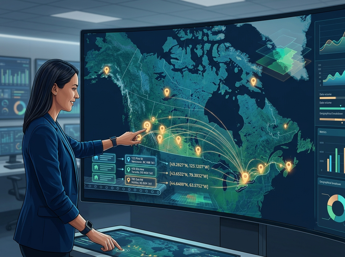 Address geolocation services with Canada map